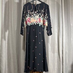 Vintage Joseph Magnin 80s Midi Black Dress